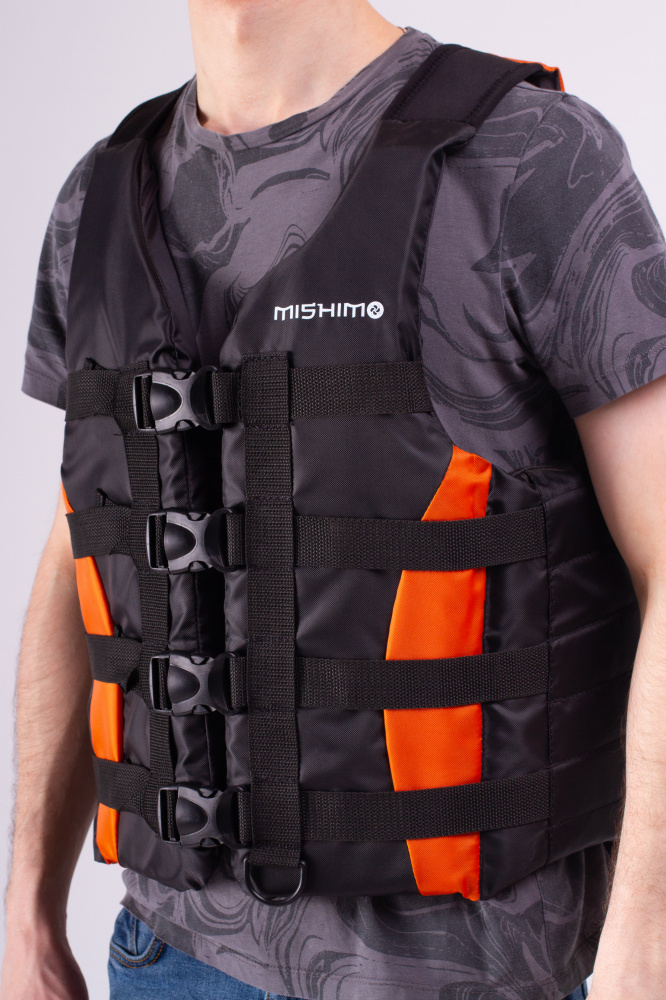 Жилет спасательный MISHIMO PRO Премиум качества Черно-оранжевый в Уссурийске