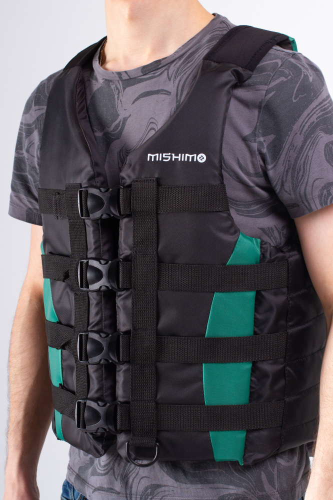 Жилет спасательный MISHIMO PRO Премиум качества Черно-зеленый в Уссурийске