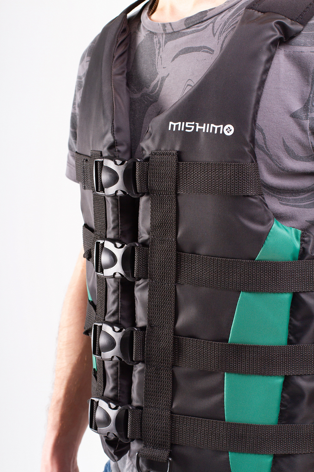 Жилет спасательный MISHIMO PRO Премиум качества Черно-зеленый в Уссурийске